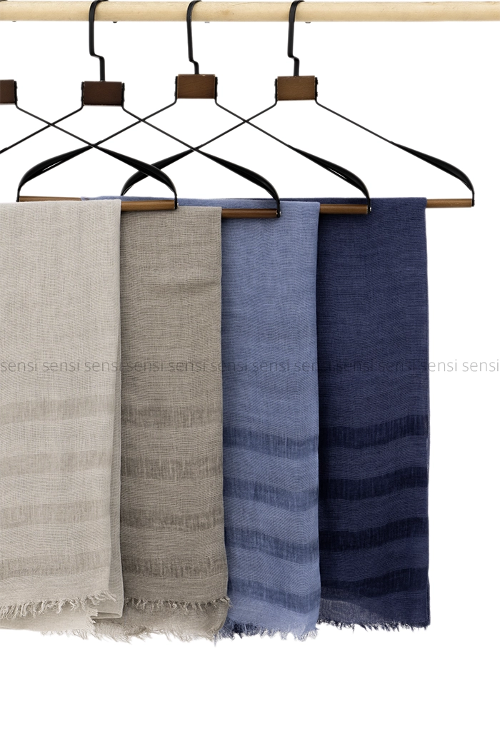 شال نخی لینن لبه ریش کد1004217